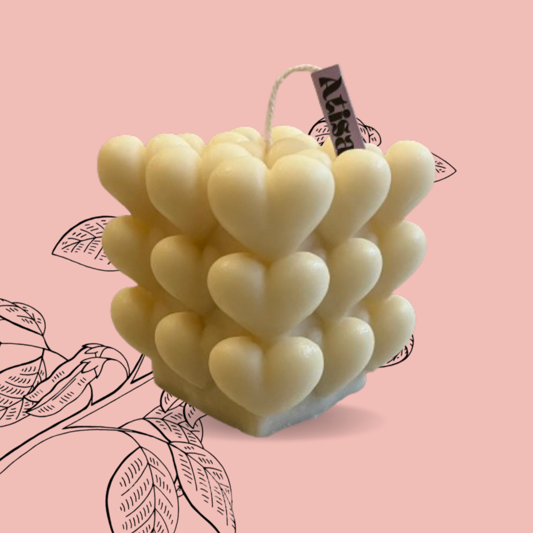 Atisa Heart Bubble Soy Wax Candle (Customisable)