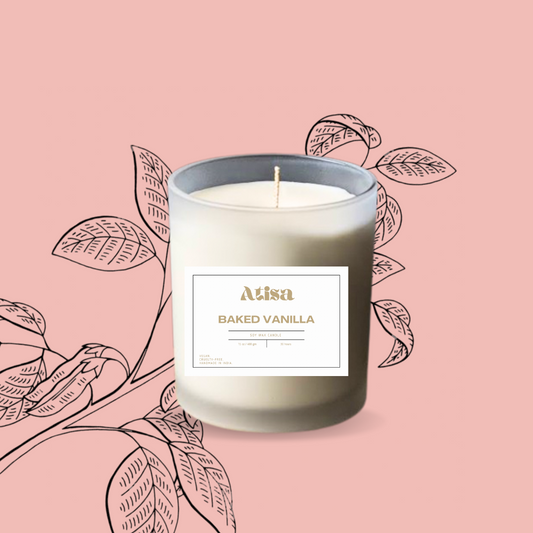 Atisa Frosted White Jar Luxe Soy Creme Wax Candle (Customisable)