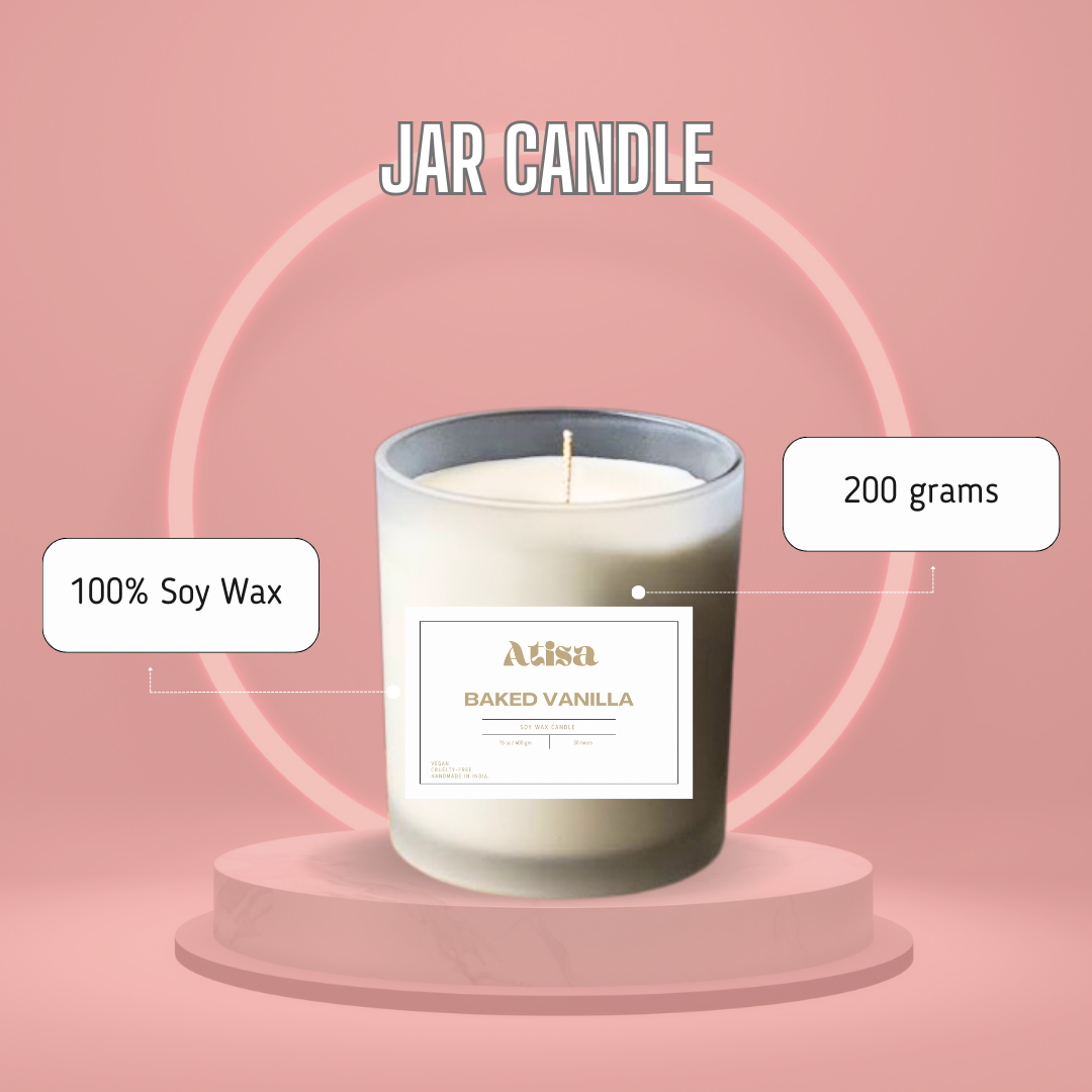 Atisa Frosted White Jar Luxe Soy Creme Wax Candle (Customisable)