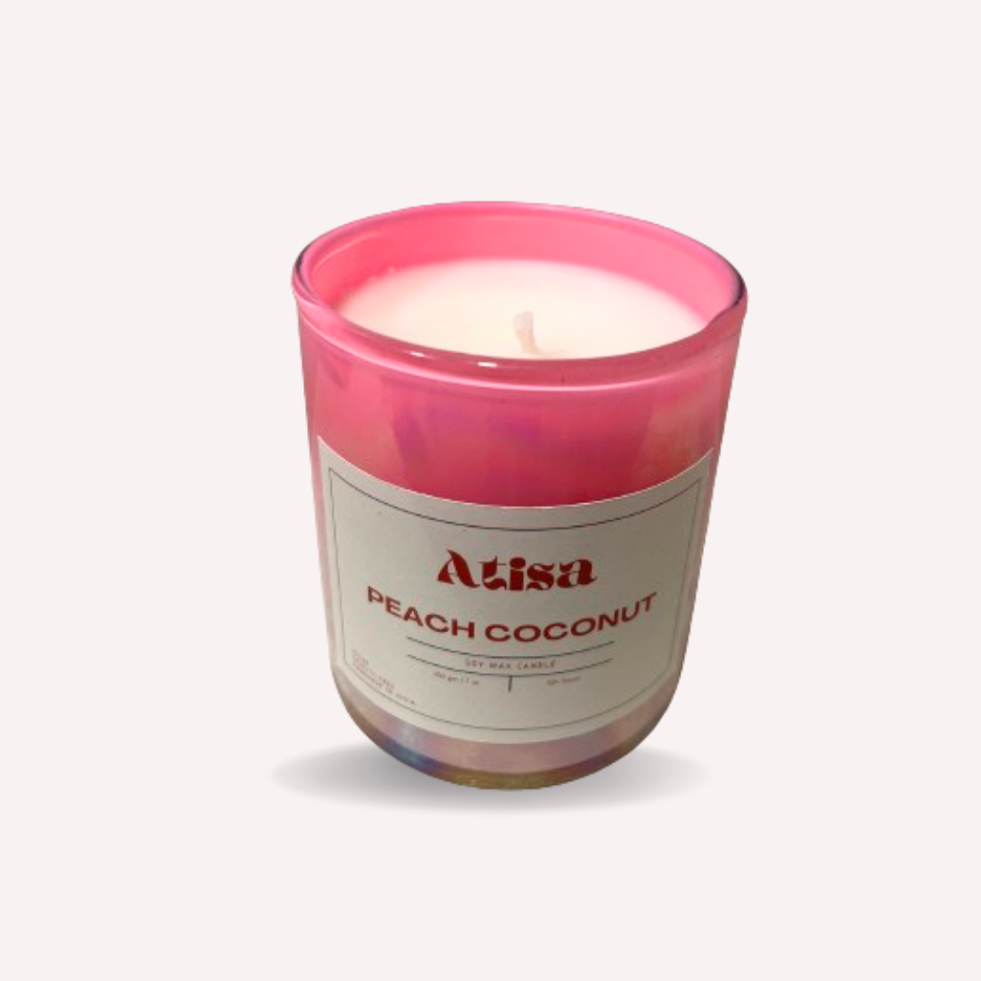 Atisa Holographic Pink Jar Luxe Soy Creme Wax Candle (Customisable)