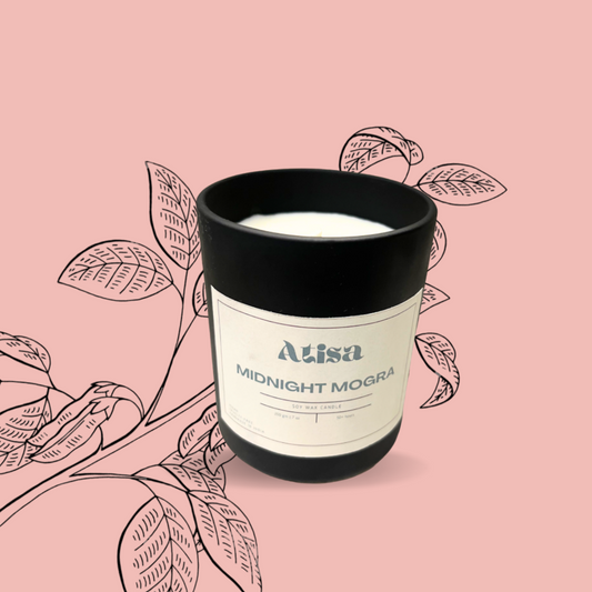 Atisa Matte Black Jar Luxe Soy Creme Wax Candle (Customisable)