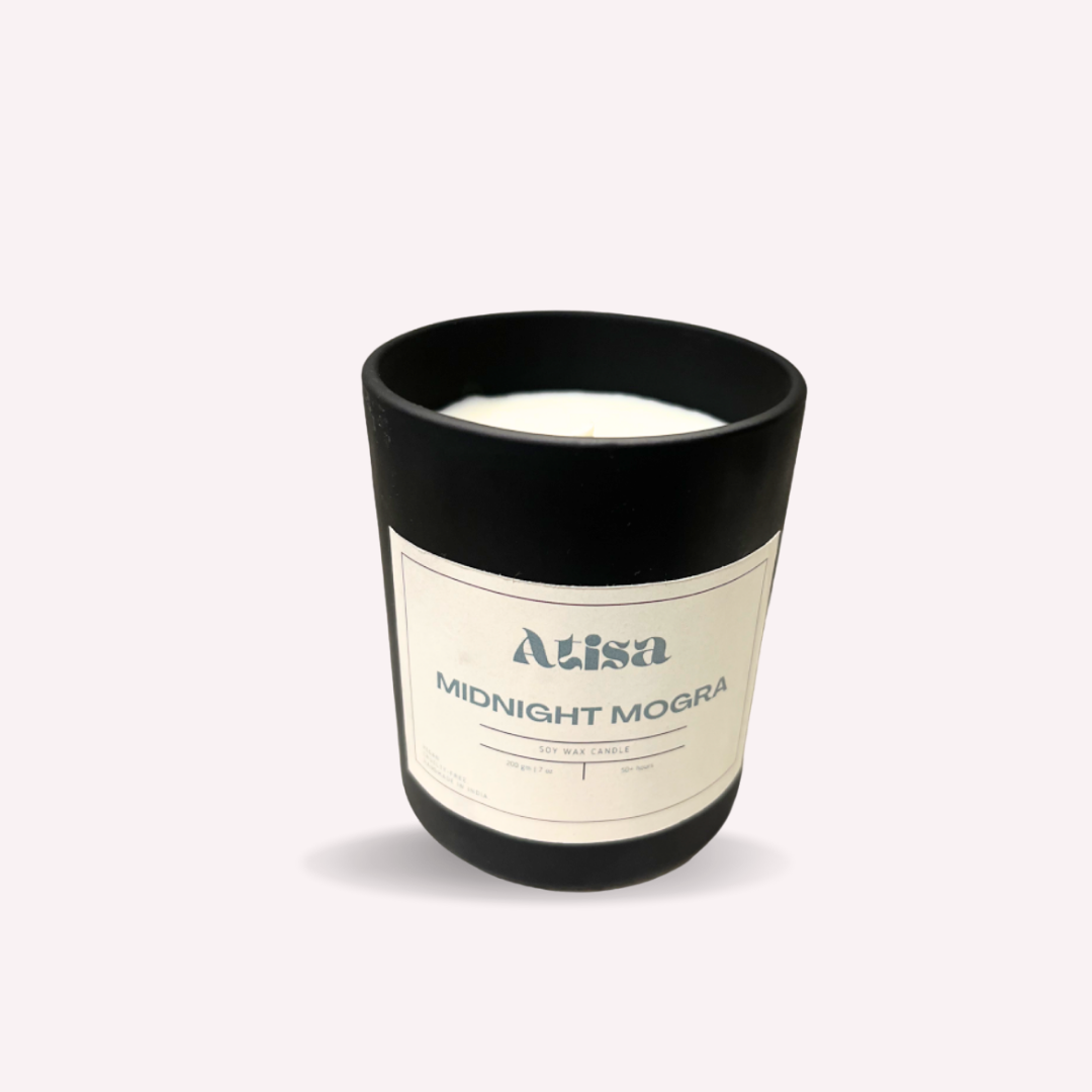 Atisa Matte Black Jar Luxe Soy Creme Wax Candle (Customisable)